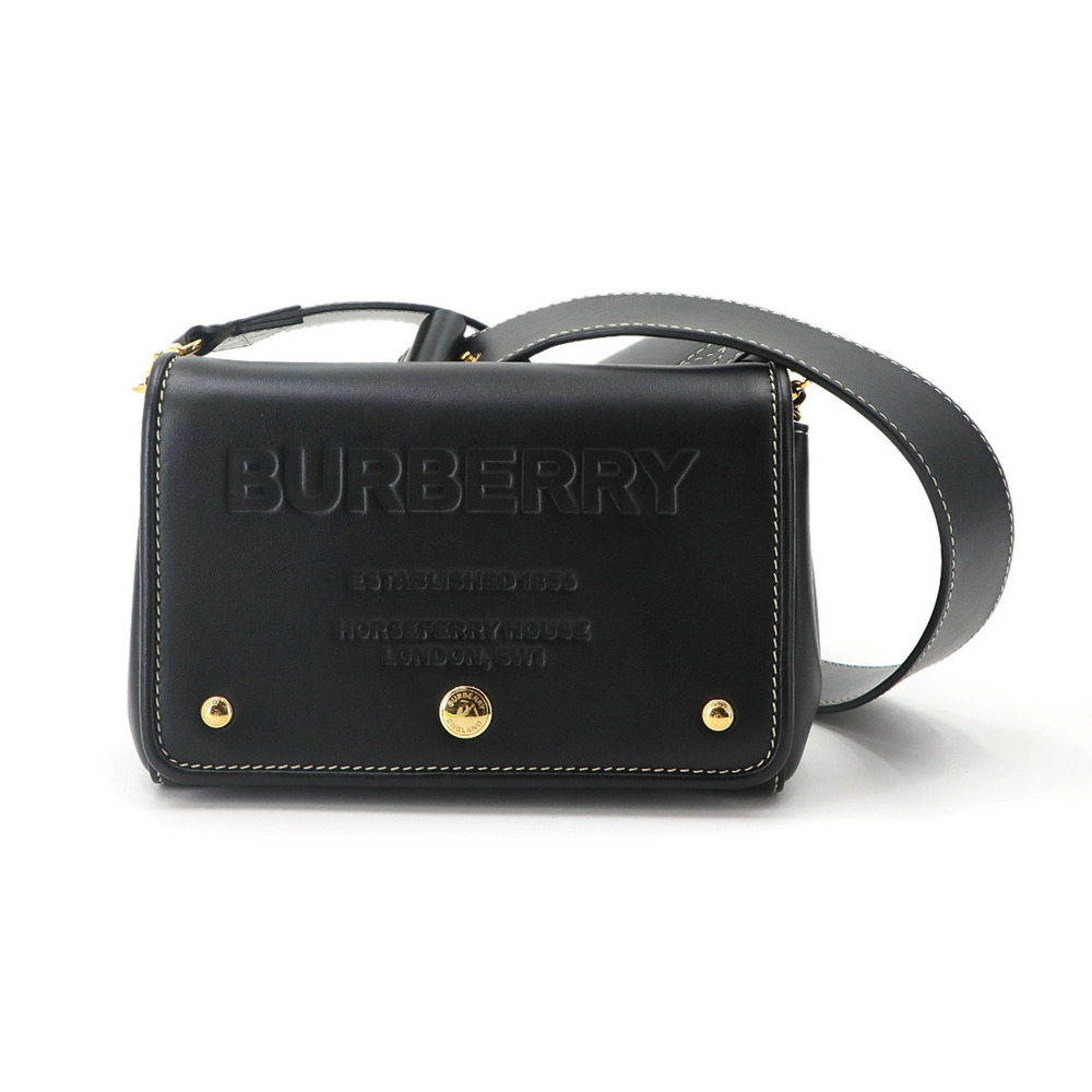 Burberry Horseferry Small Shoulder Handbag, Leather, Black with Gold Hardware